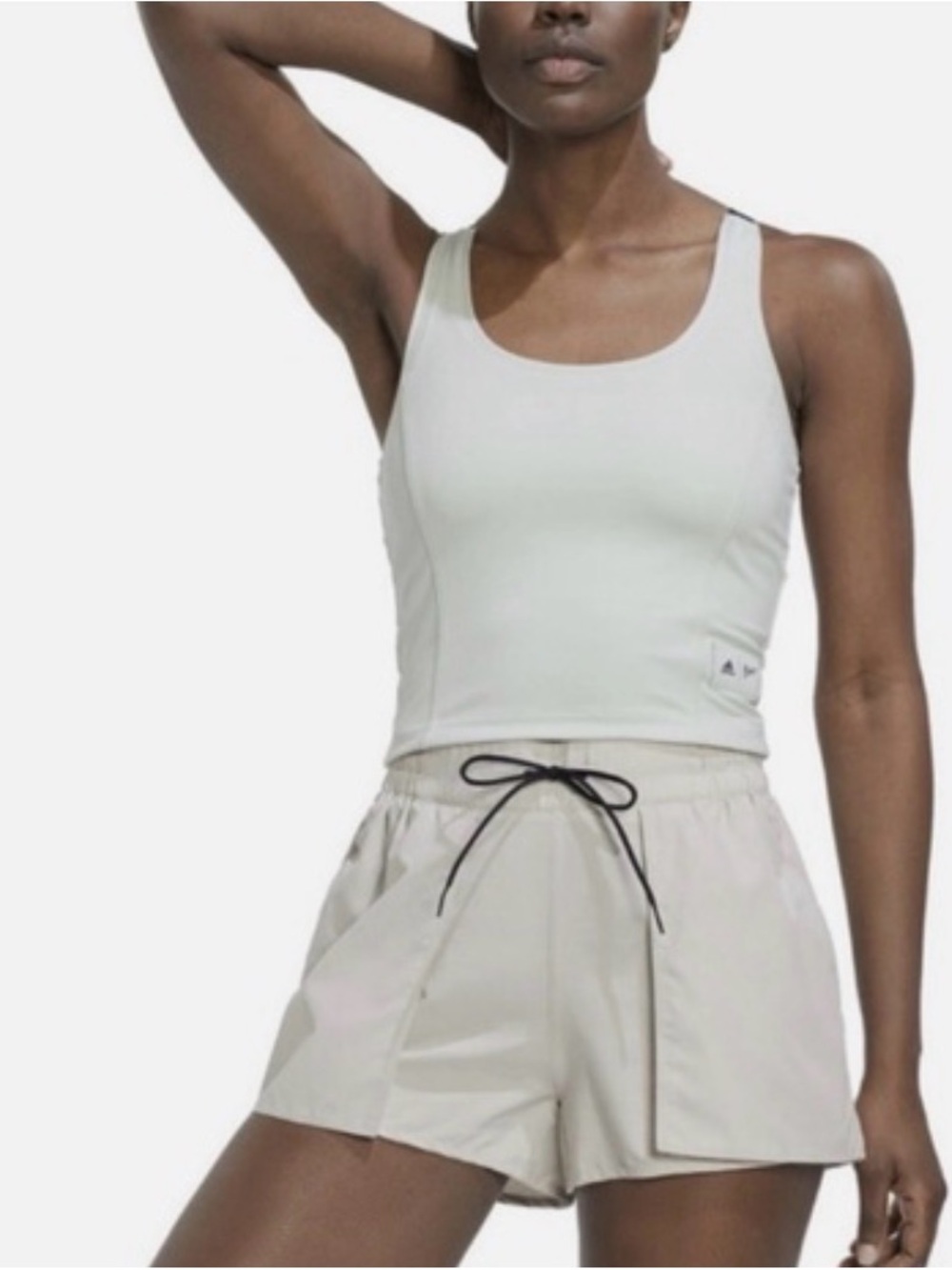 Adidas x Parley 2XL Cream Running Shorts Plus Size Zip Pocket Athleisure